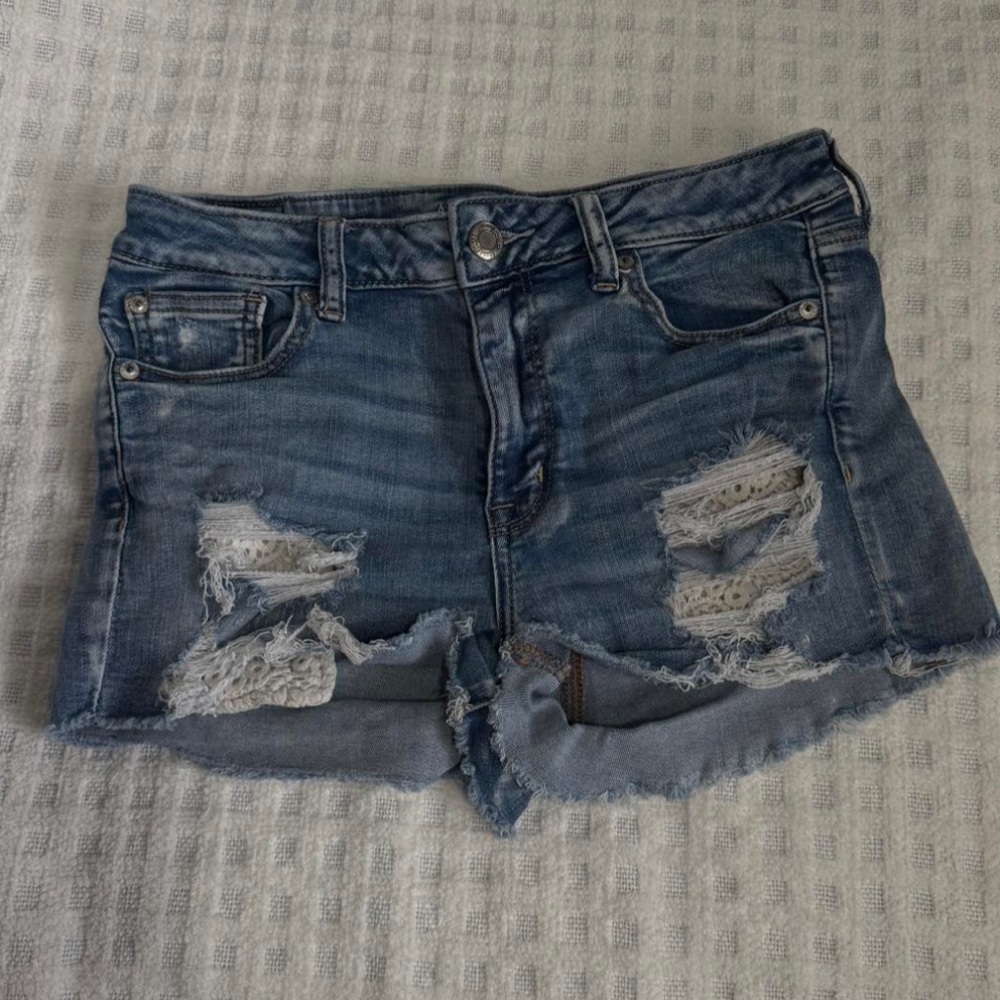 Vintage Next Level Stretch American Eagle Shorts Crochet Pocket Size 10